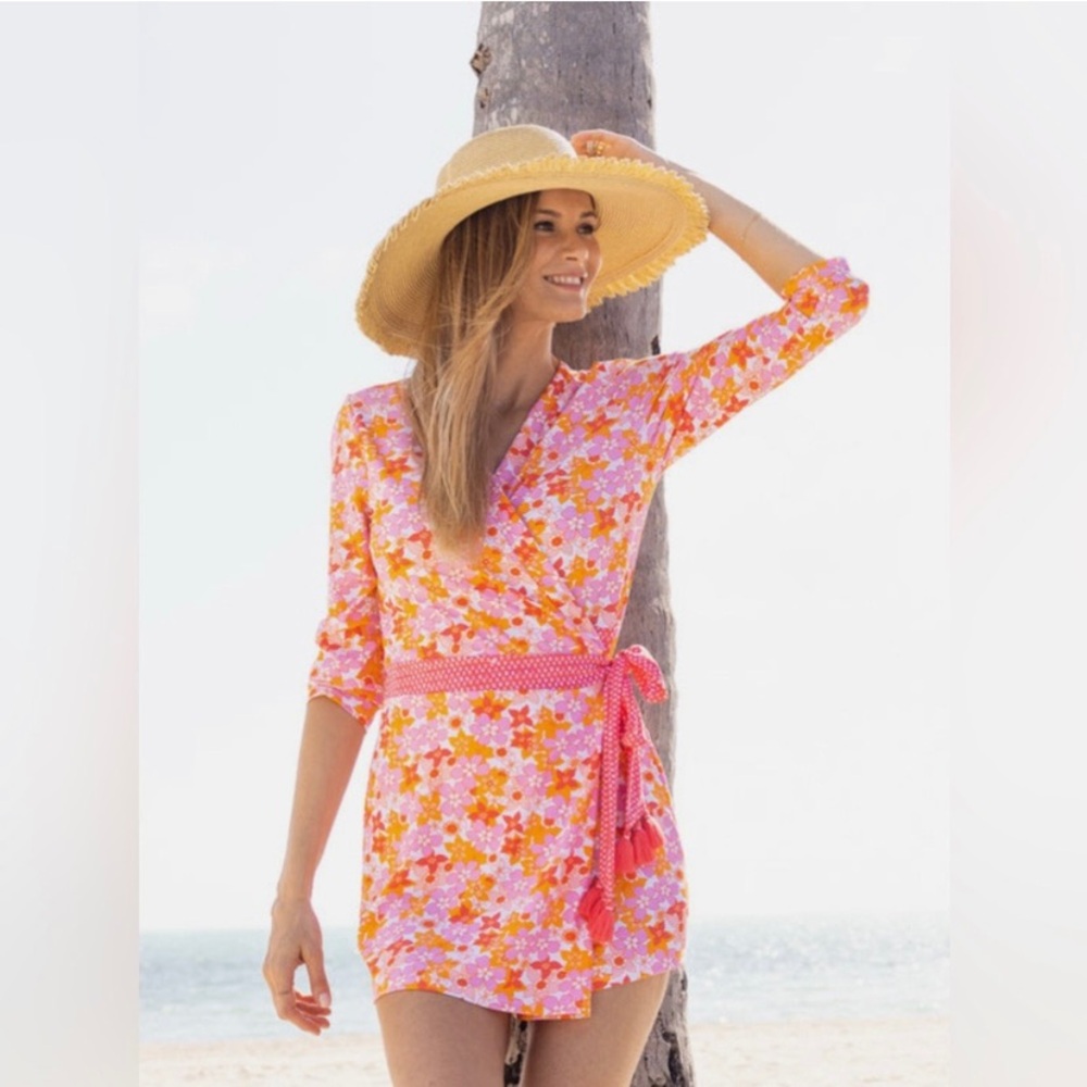 Cabana Life Surfside Beach Tassel Wrap Romper Size M